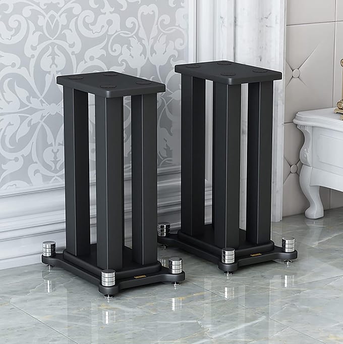 Speaker Voetstuk - Audio Steun - Muziek Luisteren - Houten Constructie - 22x28x20cm - Zwart