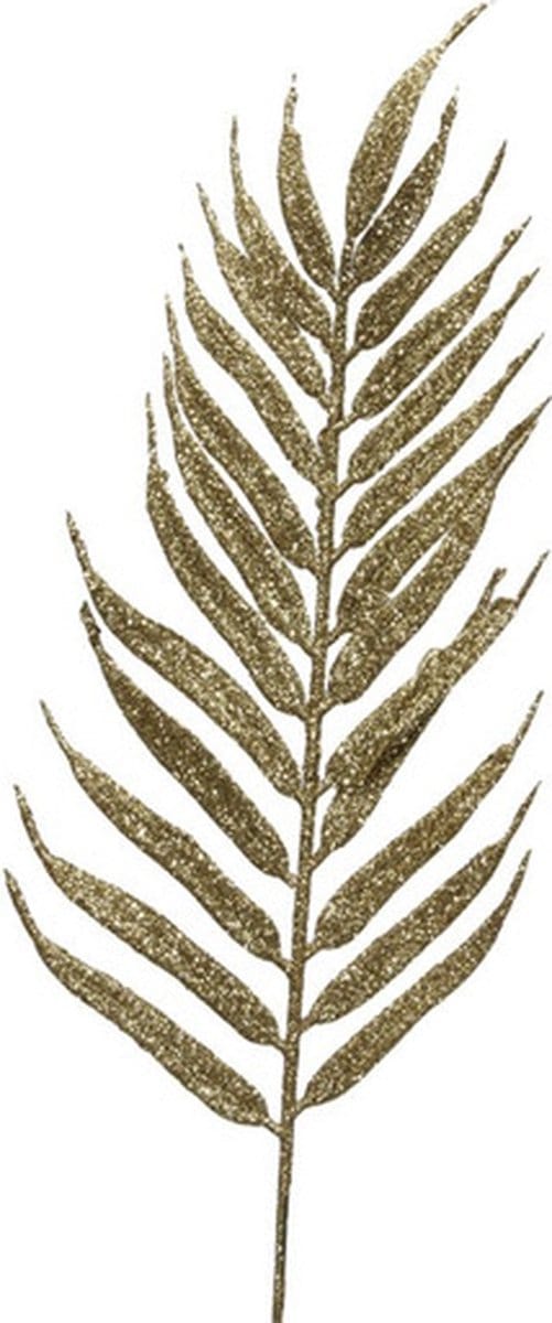 Othmar Decorations Decoratie bladeren - 6x - glitter goud - 29 cm - kerstdecoratie - insteek blaadjes