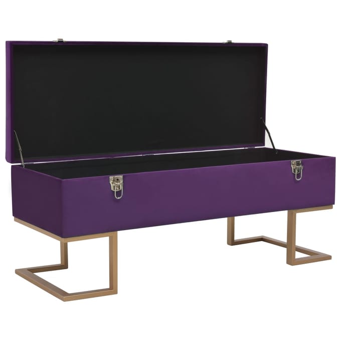 vidaXL - Bankje - met - opbergvak - 105 - cm - fluweel - paars
