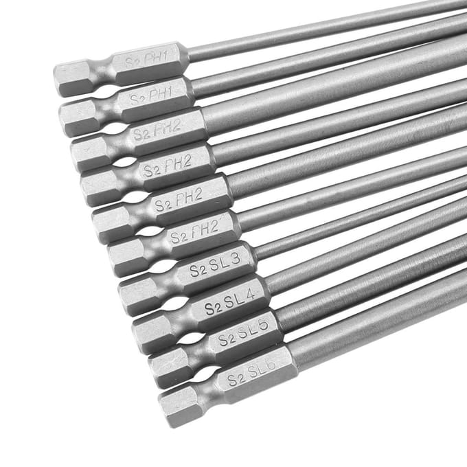 10 stuks S2 Staal Kruiskop PH1 PH2 Platte Schroevendraaier Bits Set 1/4 inch Zeskant Schacht 100 mm