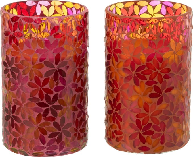 J-Line geurkaars Bloemen Mozaiek - Tender Rose - mix - large - 2 stuks - 75U