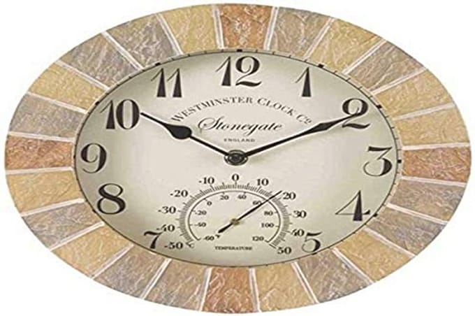 Klok & Thermometer 26,5 cm - Tuinaccessoires voor Buiten