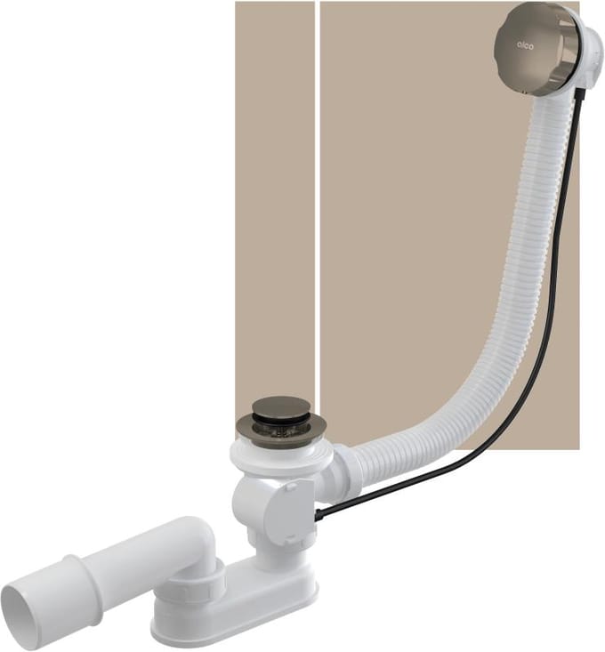 Alcadrain Afvoergarnituren - Badafvoer- en overloopset, lengte 570 mm, mat geborsteld nikkel A55K-N-B