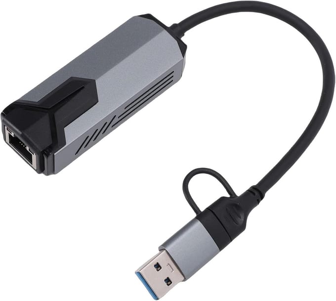 Ethernet Adapter - Netwerk Adapter - Snelle Internetverbinding - 5Gbps Snelheid - Compact Ontwerp - Aluminiumkleur
