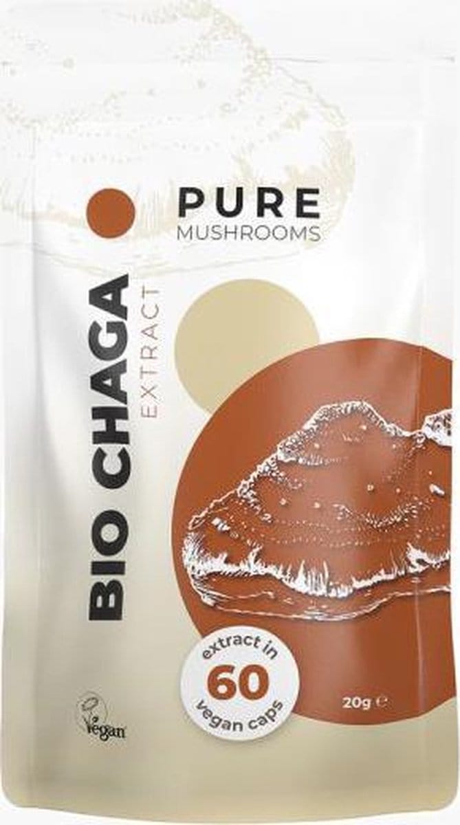 Pure Mushrooms Chaga Paddenstoelen Extract Supplement Capsules Bio 60 stuks