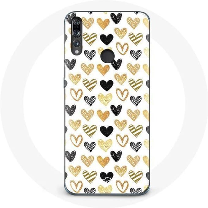 Coque pour Huawei p30 lite Fond de texture abstraite coeurs noirs