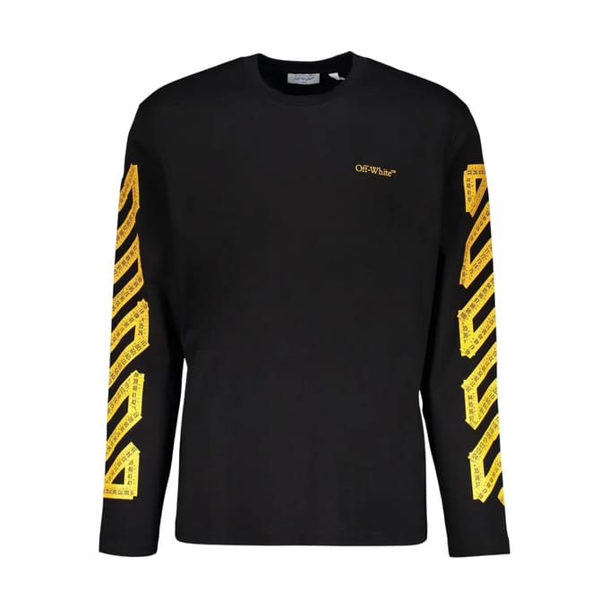 Off White Heren Tape Logo T-Shirt (Zwart/Citrus)