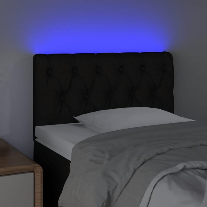 vidaXL - Hoofdbord - LED - 80x7x78/88 - cm - stof - zwart