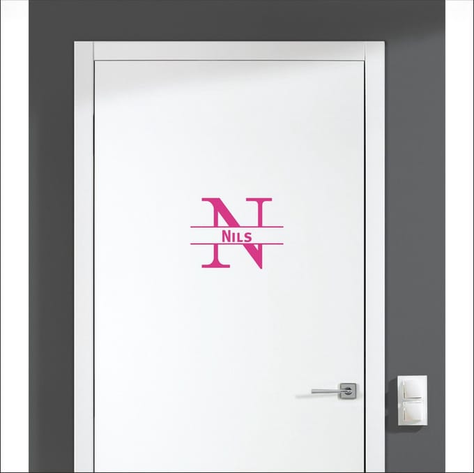 Deursticker Met Naam -  Nils - Roze