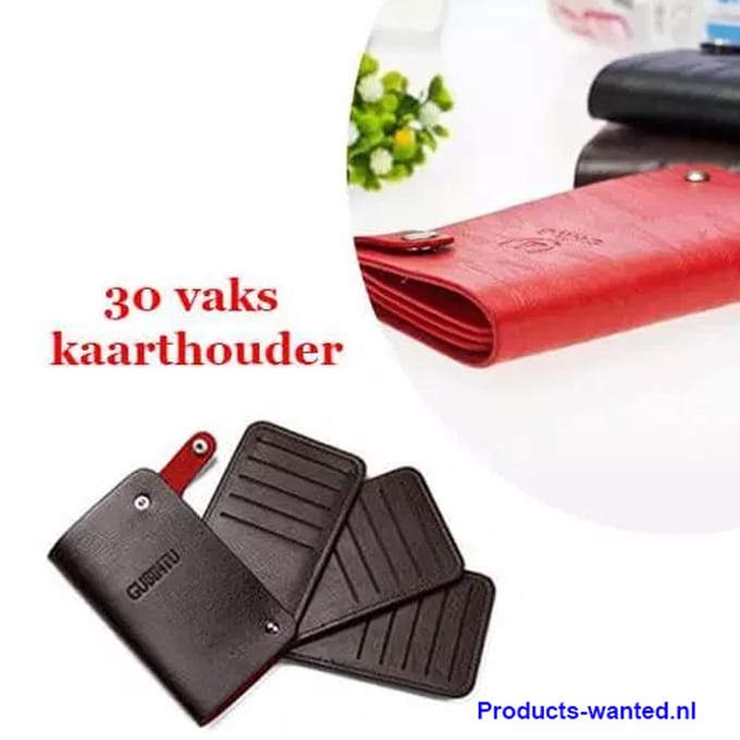 Stijlvolle en compacte kaarthouder tot wel 30 pasjes | Kleur Zwart