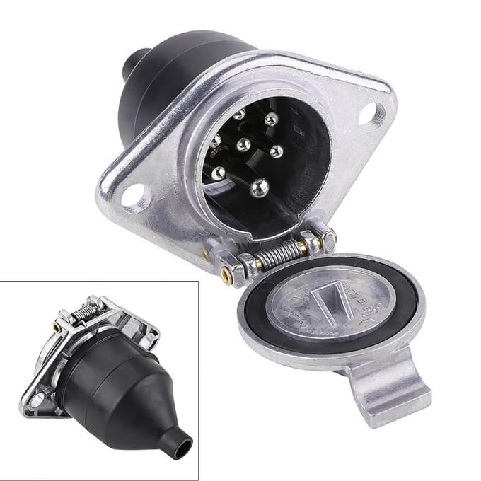 Universele 24V 7-pins Trailerstekker 7-polige Kabelconnector Adapterbus black