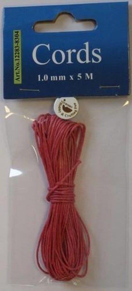 Waxed Cotton Cord, round, 1,0mm, Cyclamen, 5mtr.