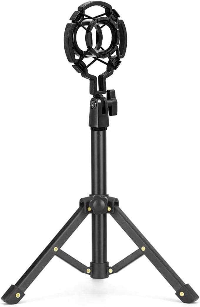 Microfoon Statief - Tafelblad Houder - Opname & Streaming - Robuust Metalen Frame - 21 x 13.5 cm - Zwart