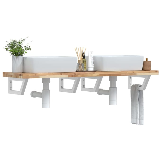 vidaXL - Badkamer - wandschap - staal - en - massief - acaciahout