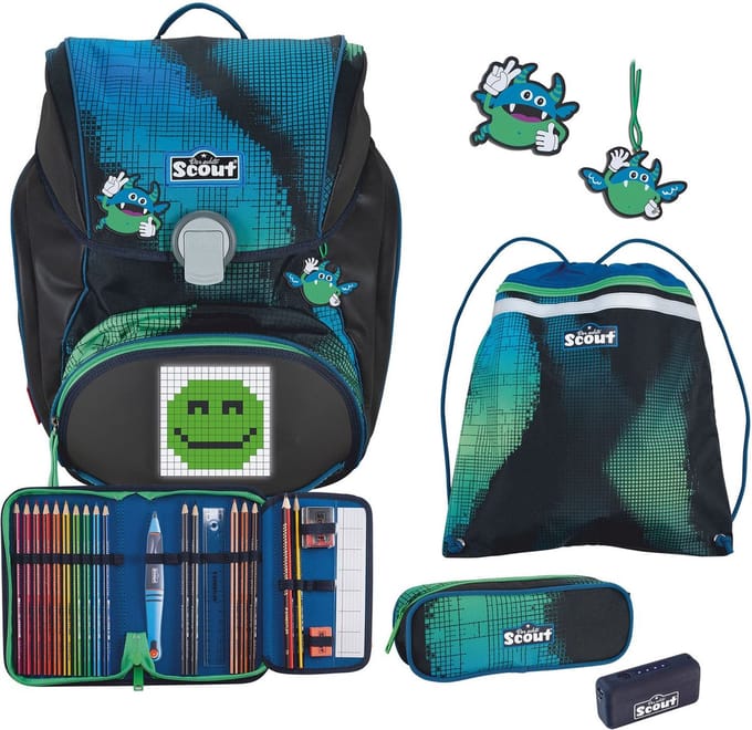 Scout schooltas Movie Star Alpha Set 4-delig Blue Pixel blauw