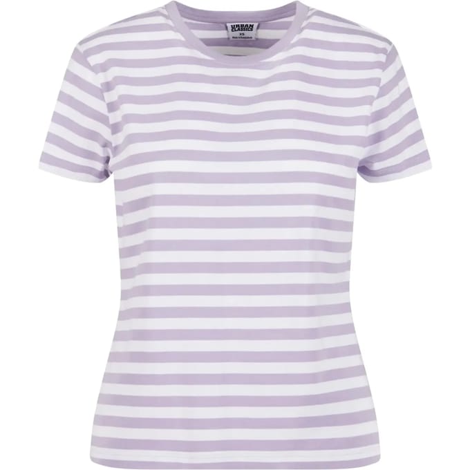 Urban Classics - Regular Striped Dames T-shirt - 5XL - Wit/Lila