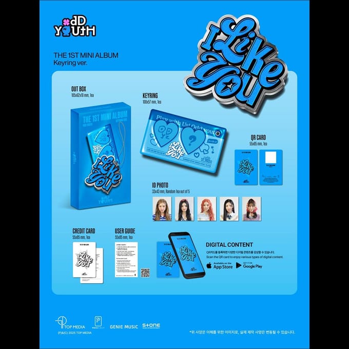 ODD YOUTH – 1er Mini Album I LIKE YOU (Porte-clés Ver.) 1 PCS
