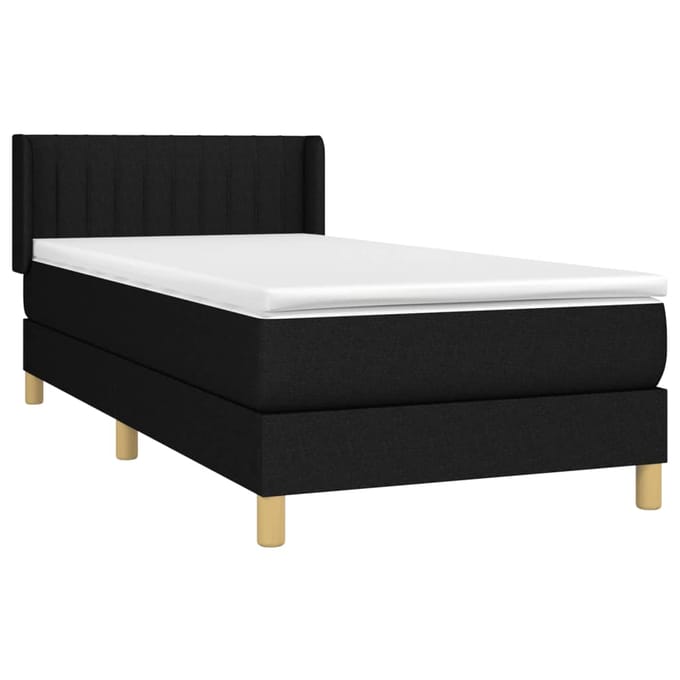 vidaXL - Boxspring - met - matras - stof - zwart - 90x190 - cm