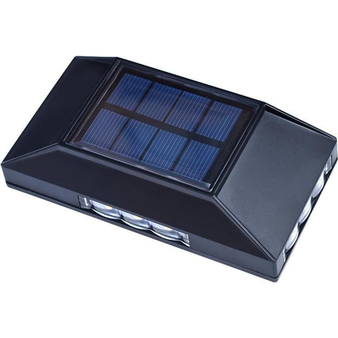 Applique murale solaire à 12 LED pour extérieur, étanche, quatre côtés, éclairage lumineux pour escalier, villa, balcon blanc chaud