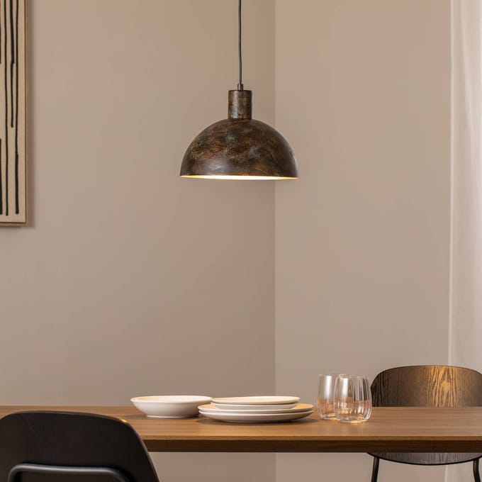 Opviq Hanglamp Kure, zwart-bruin, metaal, Ø 30 cm, E27