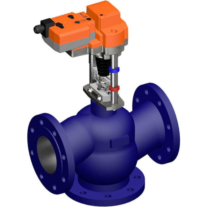 Belimo 3-Weg Klepafsluiter DN100 Flens 30mm Slag Kvs145 24VAC/DC Fail-Safe 150s BACnet 2000N IP54 H7100N/AVK24A-MOD
