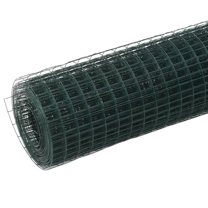 vidaXL - Kippengaas - 25x0,5 - m - staal - met - PVC - coating - groen