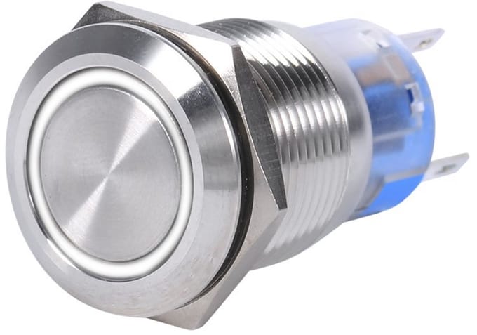 Waterdichte RVS Drukknop Schakelaar 19mm 12V-24V met LED Indicatie (2 Stuks)