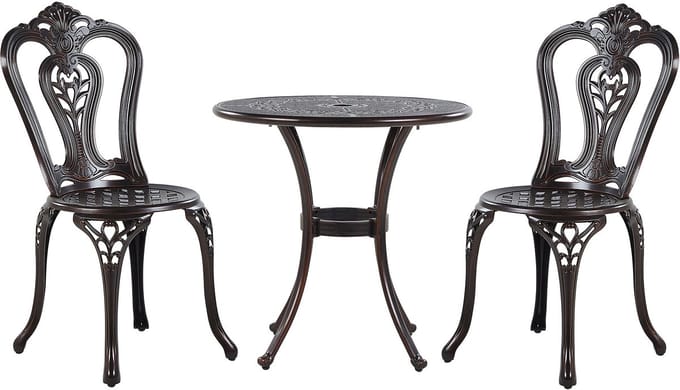 BOVINO - Bistroset voor 2 - Donkerbruin - Aluminium