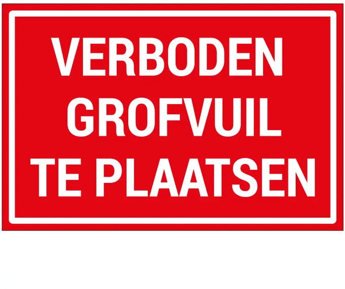 Verboden grofvuil te plaatsen sticker | 30 x 20 cm