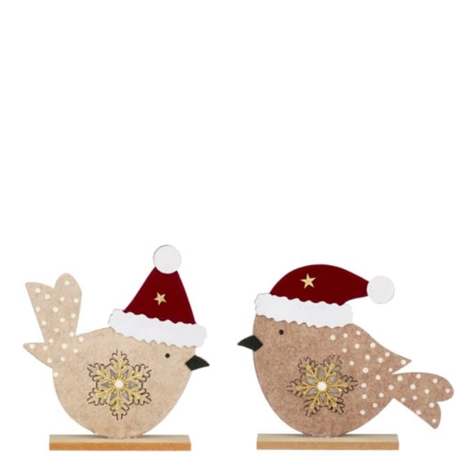 Decoratie vogel beige bruin 2 asst l23xb5xh22cm