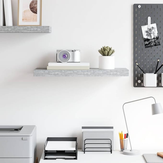 vidaXL - Wandschap - zwevend - 60x23,5x3,8 - cm - MDF - betongrijs