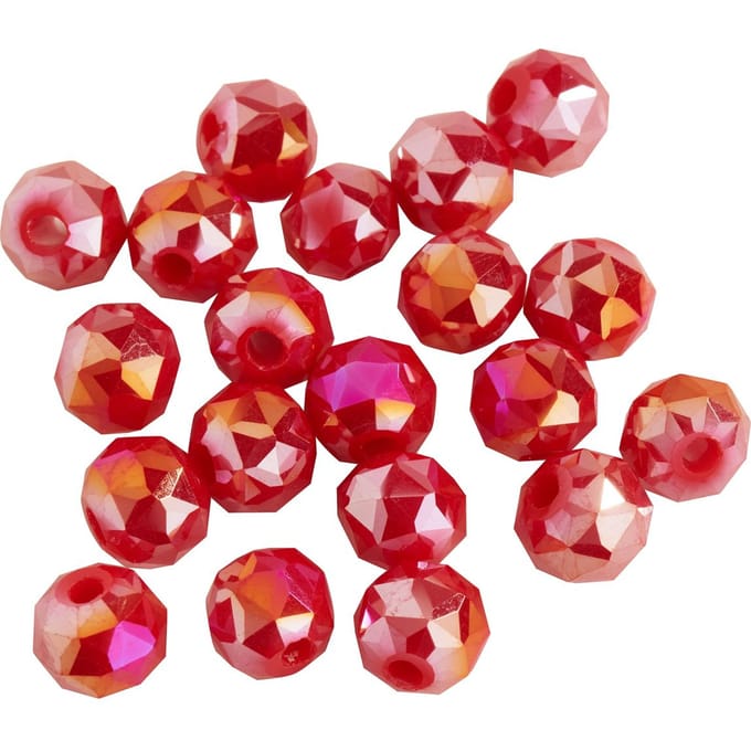 Glas geslepen kralen rond, 6 mm - Rijk rood AB