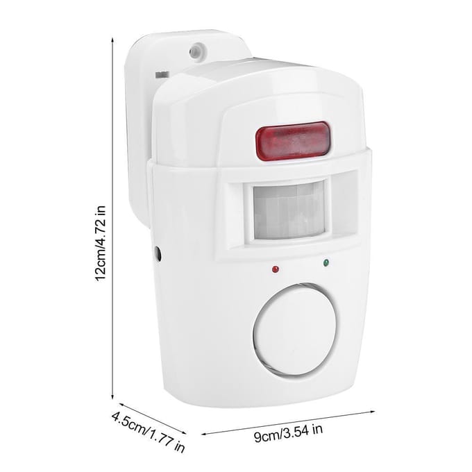 PIR Infrarood Bewegingsmelder Alarmunit met 2 Afstandsbedieningen Home Safety Systeem white