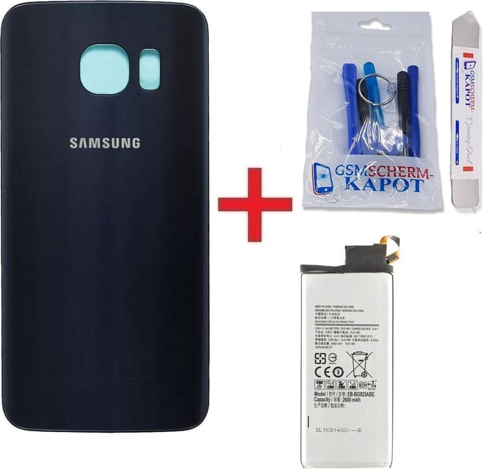 Achterkant + Batterij Geschikt voor Samsung Galaxy S6 Edge – Premium – Blauw