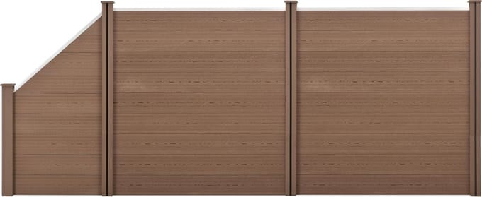 HKC Schuttingpanelen set vierkant/schuin 183x451cm bruin