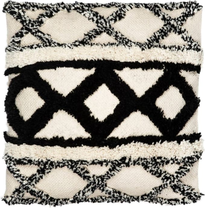 Zwart met Ecru Sierkussen Scandi Boho - Sass & Belle