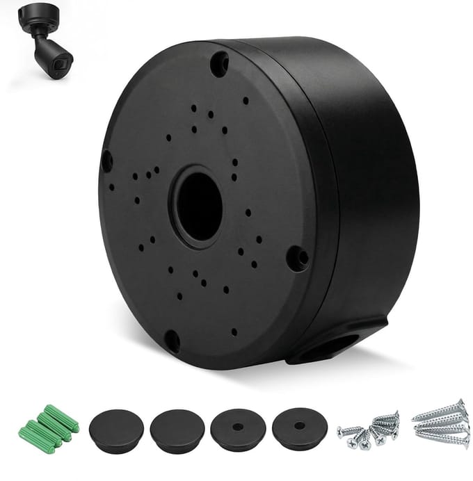 Camera Aansluitdoos - Montagebox Beveiliging - Kabel Beheer - Waterdicht Robuust Ontwerp - 12cm Diameter - Zwart