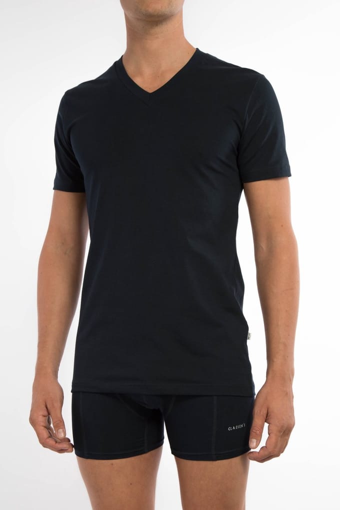 Claesen's® - T-Shirt Navy V-Neck Cotton/Lycra 2-PackCL 1223-Navy-S