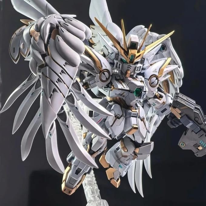 GL MGSD Wing Zero EW Snow White Version Angel Feather Drop Mech Assemblage Model Kit Actiefiguur Bureau Decoratie Pop Jongens Speelgoed sneeuwwitte kleur