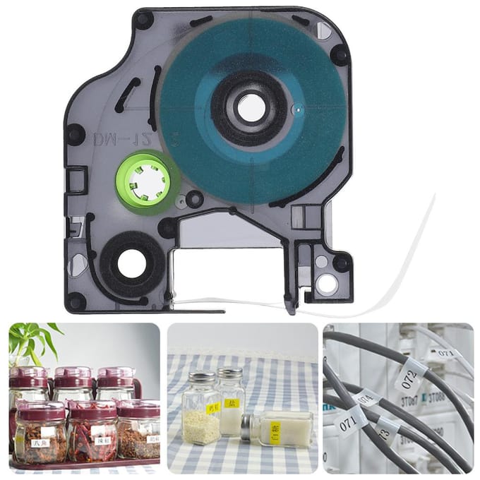 Labeltape Lint voor DYMO voor D1 Printpapier(12mm zwart op transparante achtergrond 45010)