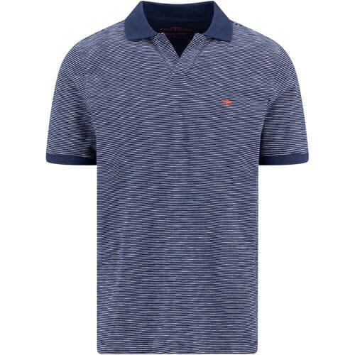 Fynch-Hatton Polo No Buttons Slub Cotton Stripe Marine / male