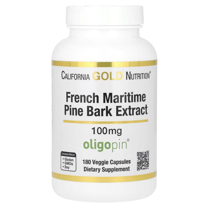 Extrait d'écorce de pin maritime français, Oligopin, 100 mg, 180 Capsules Végétales