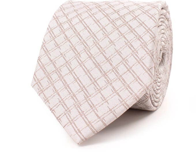 TRESANTI | GUERALDO | Silk tie with a rough check pattern | Beige