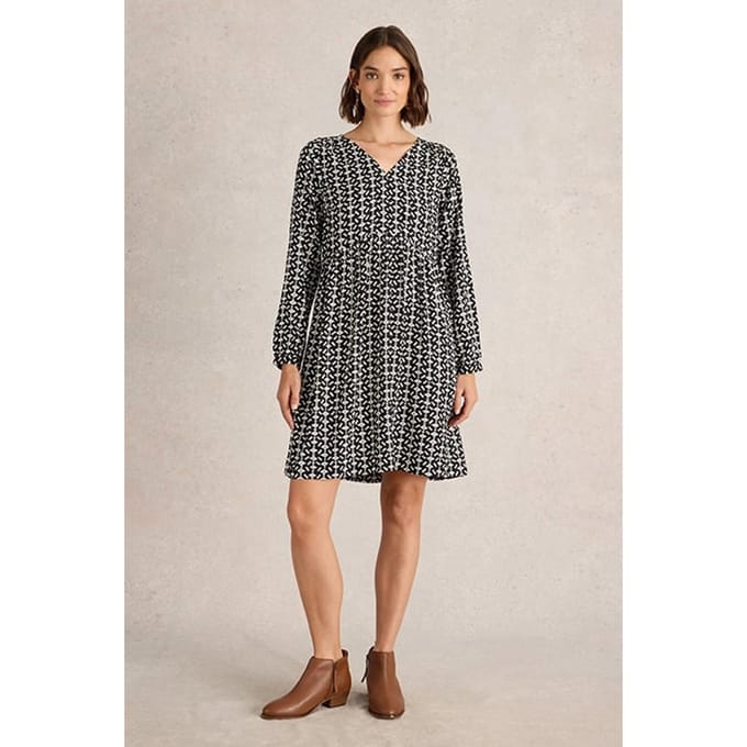 White Stuff Penelope Dress Black Print Größe: 8 | Minikleider Outlet | Damen | Schwarz