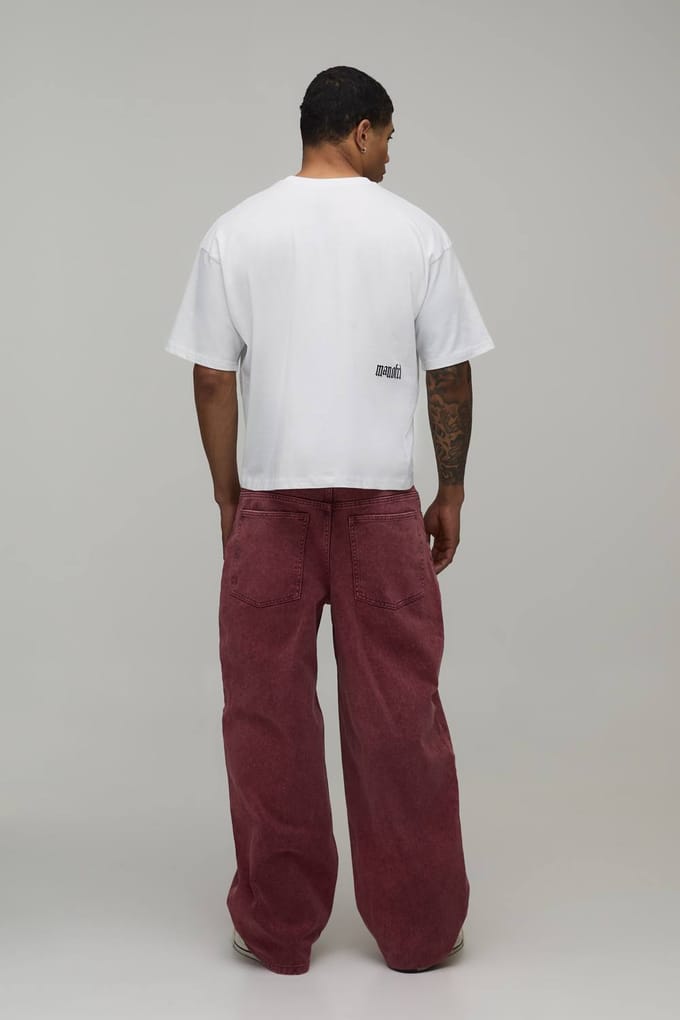 Getinte Versleten Look Super Baggy Jeans | Red | Size 46R
