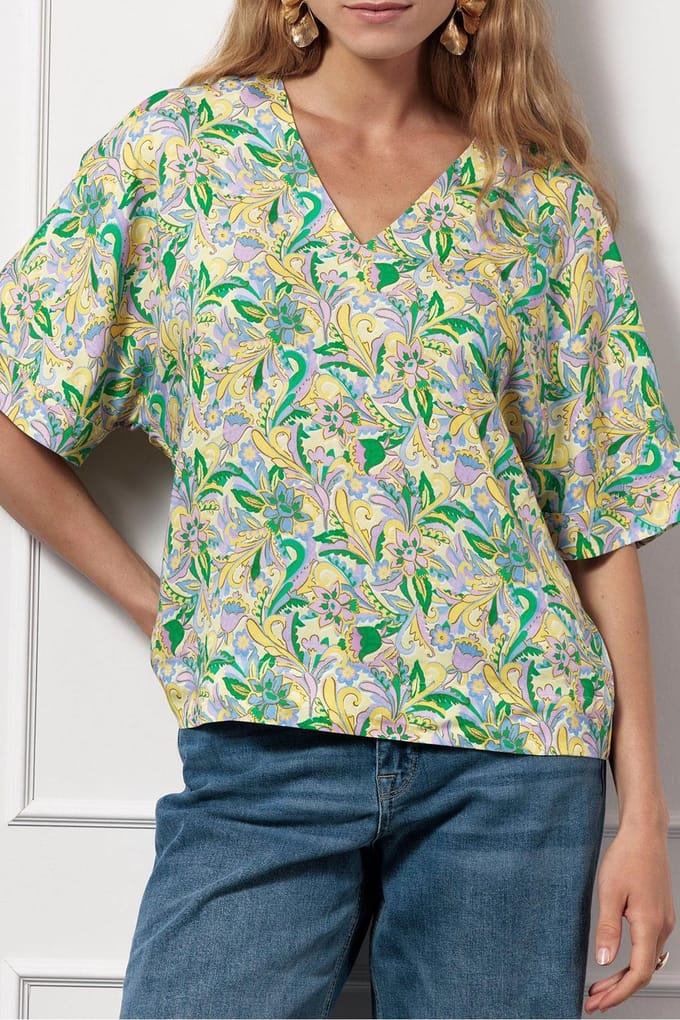 Studio Anneloes Patty Pastel V Neck Top Multi Color Größe: M | Blusen Outlet | Damen