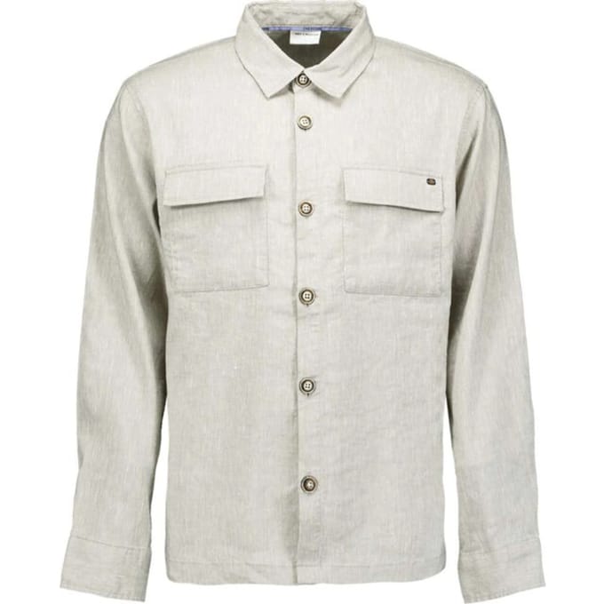 No Excess Overshirt full button 2-tone with l taupe
