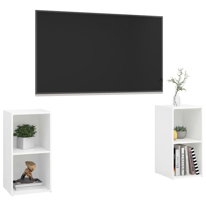 vidaXL - Tv-meubelen - 2 - st - 72x35x36,5 - cm - bewerkt - hout - wit