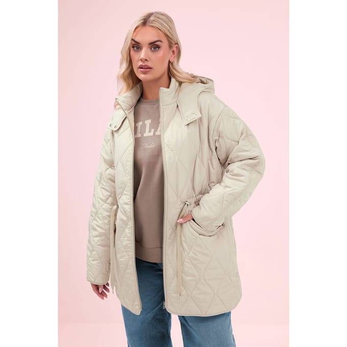Yours Ivoorwitte Lichte Jas Met Diamantruiten Size 50-52