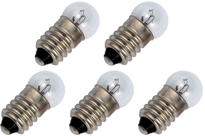 Signaallamp E10 6V 0.36W - 60 mAh - 5 stuks - G11 Gloeilamp Ø11mm - 24mm - 2500K - Dimbaar